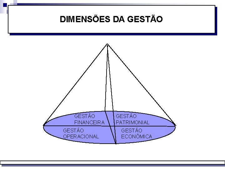 DIMENSÕES DA GESTÃO FINANCEIRA GESTÃO OPERACIONAL GESTÃO PATRIMONIAL GESTÃO ECONÔMICA 