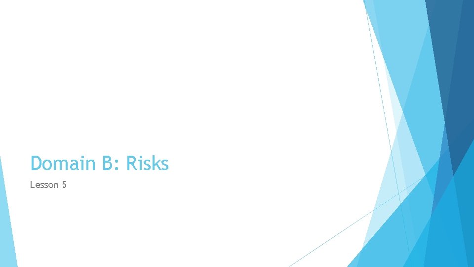 Domain B: Risks Lesson 5 