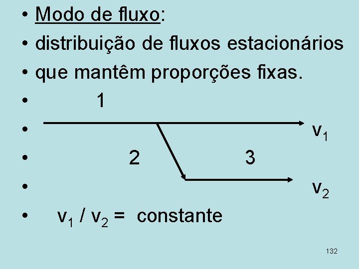  • Modo de fluxo: • distribuição de fluxos estacionários • que mantêm proporções