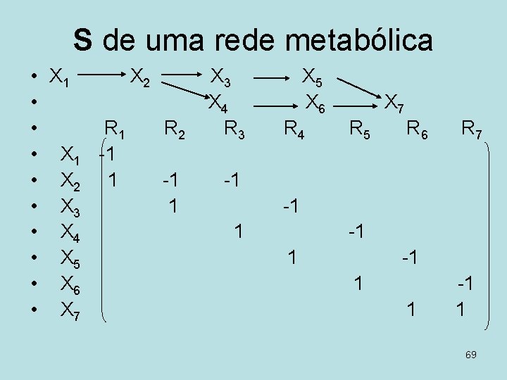 S de uma rede metabólica • X 1 X 2 • • R 1