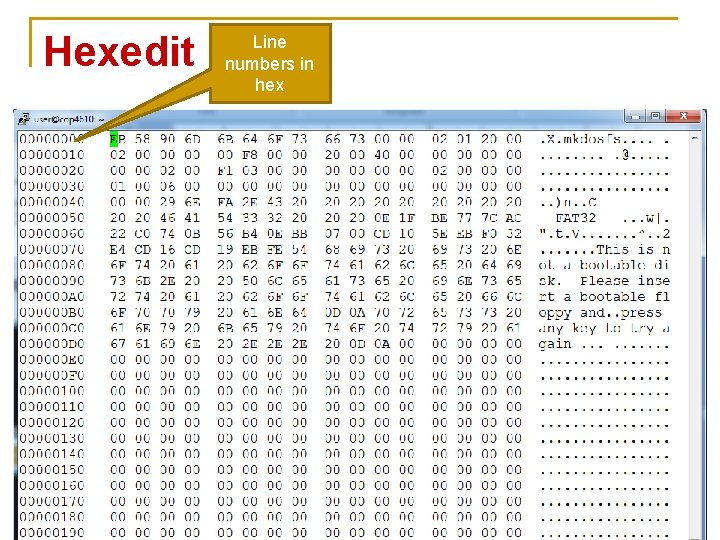 Hexedit Line numbers in hex 18 