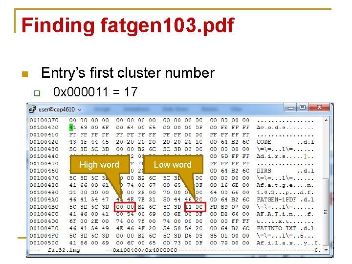 Finding fatgen 103. pdf Entry’s first cluster number n q 0 x 000011 =