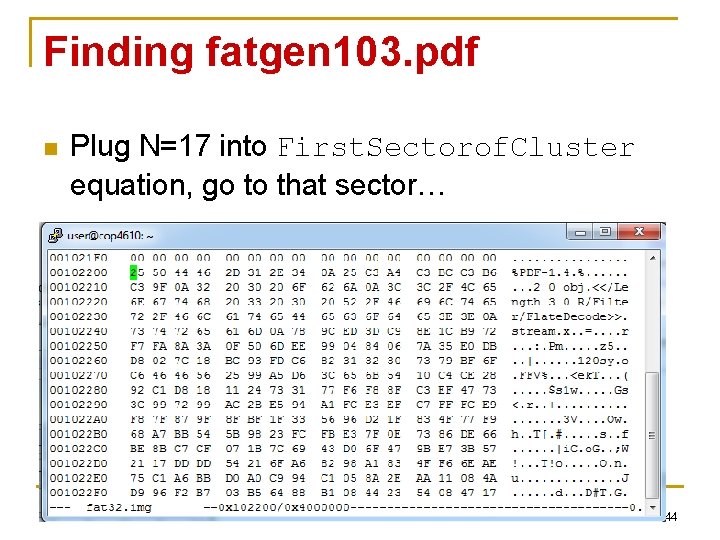 Finding fatgen 103. pdf n Plug N=17 into First. Sectorof. Cluster equation, go to