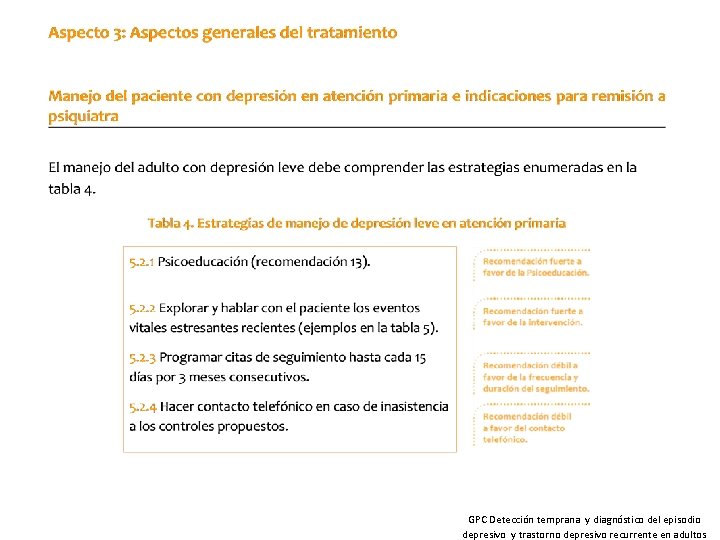 GPC Detección temprana y diagnóstico del episodio depresivo y trastorno depresivo recurrente en adultos