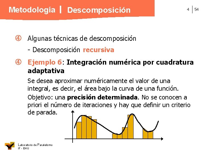 Metodología Descomposición 4 Algunas técnicas de descomposición - Descomposición recursiva Ejemplo 6: Integración numérica
