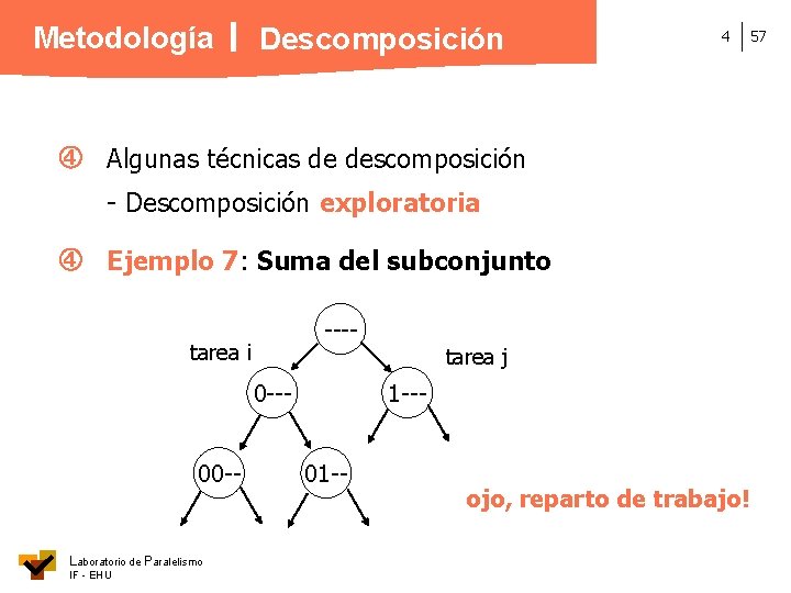Metodología Descomposición 4 Algunas técnicas de descomposición - Descomposición exploratoria Ejemplo 7: Suma del