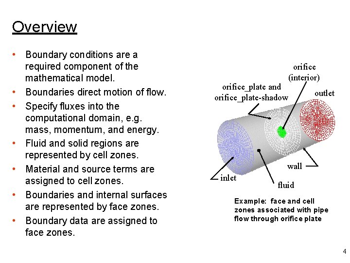 Overview • Boundary conditions are a required component of the mathematical model. • Boundaries