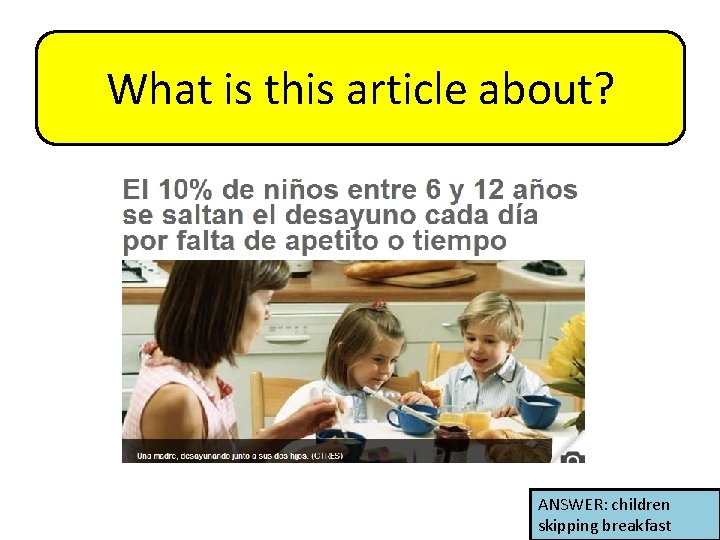 What is this article about? ANSWER: children skipping breakfast 