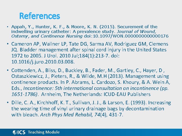 References • Appah, Y. , Hunter, K. F. , & Moore, K. N. (2015).