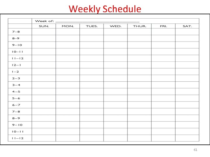 Weekly Schedule 61 