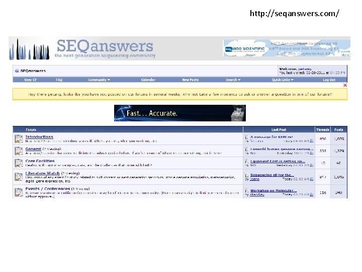 http: //seqanswers. com/ 