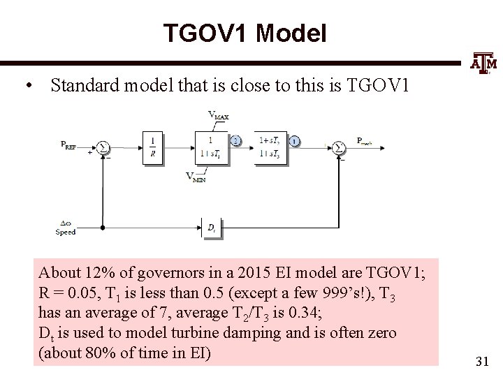 TGOV 1 Model • Standard model that is close to this is TGOV 1