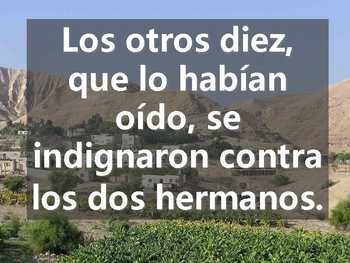 Los otros diez, que lo habían oído, se indignaron contra los dos hermanos. 