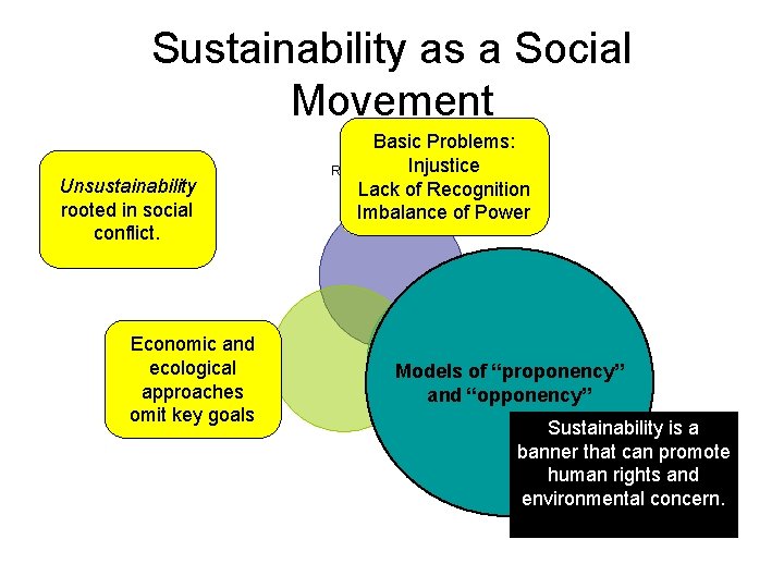 Sustainability as a Social Movement Unsustainability rooted in social conflict. Economic and ecological approaches
