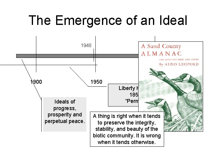 The Emergence of an Ideal 1948 1900 1950 Ideals of progress, prosperity and perpetual