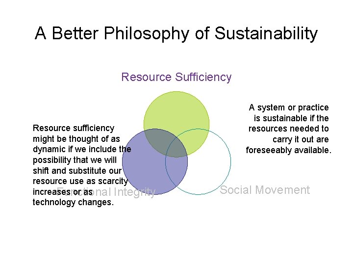 A Better Philosophy of Sustainability Resource Sufficiency Resource sufficiency might be thought of as