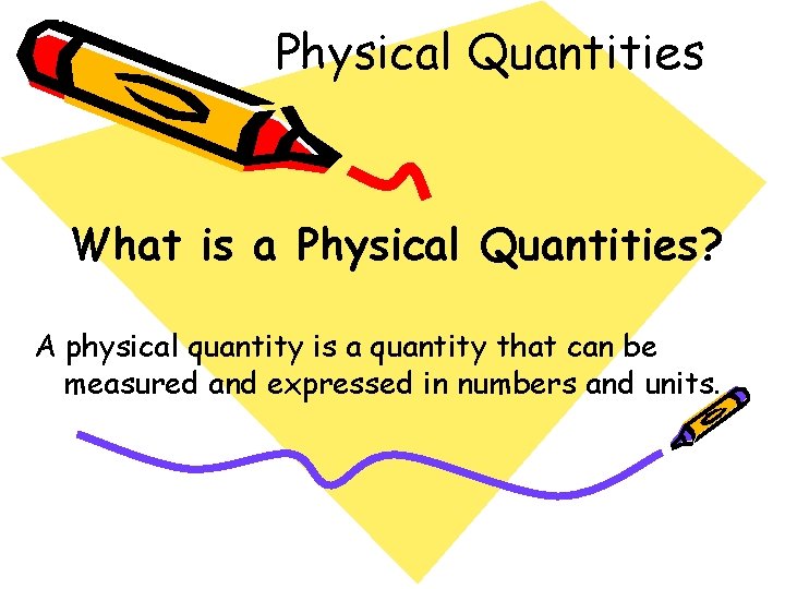 Physical Quantities What is a Physical Quantities? A physical quantity is a quantity that