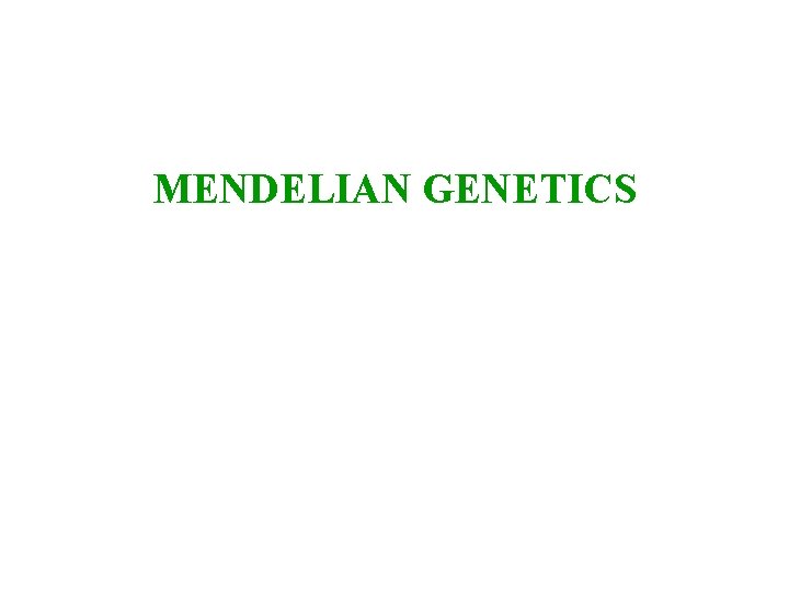 MENDELIAN GENETICS 