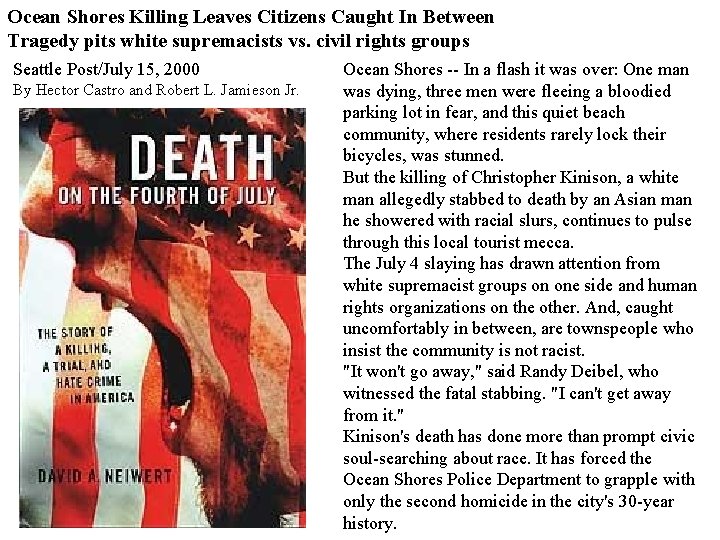 Ocean Shores Killing Leaves Citizens Caught In Between Tragedy pits white supremacists vs. civil