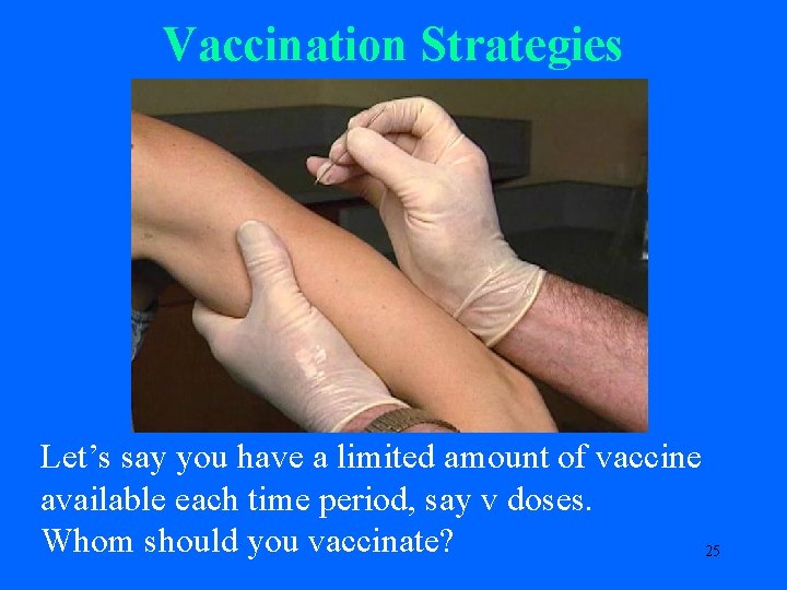 Vaccination Strategies Let’s say you have a limited amount of vaccine available each time