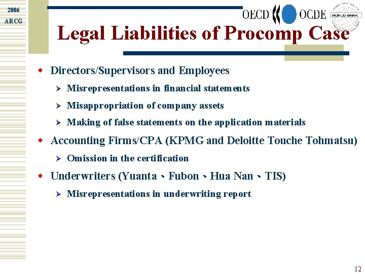 2006 ARCG Legal Liabilities of Procomp Case w Directors/Supervisors and Employees Ø Misrepresentations in