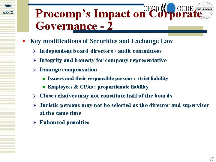 2006 ARCG Procomp’s Impact on Corporate Governance - 2 w Key modifications of Securities
