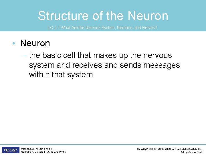 Structure of the Neuron LO 2. 1 What Are the Nervous System, Neurons, and