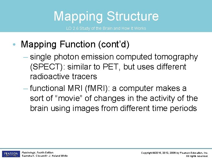 Mapping Structure LO 2. 6 Study of the Brain and How It Works •