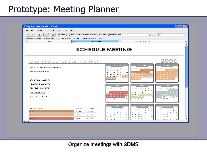 Prototype: Meeting Planner Organize meetings with SDMS 