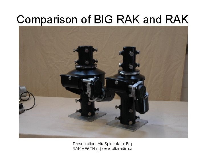 Comparison of BIG RAK and RAK Presentation Alfa. Spid rotator Big RAK VE 6