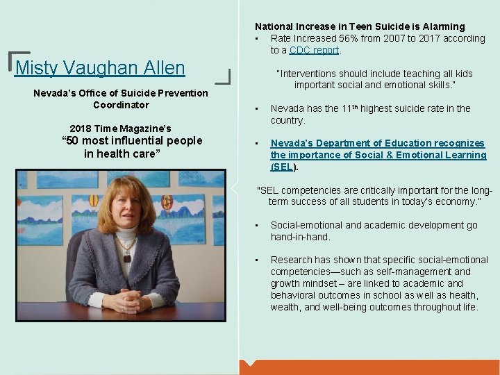 National Increase in Teen Suicide is Alarming • Rate Increased 56% from 2007 to