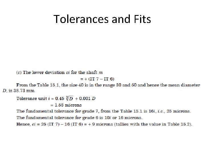 Tolerances and Fits 
