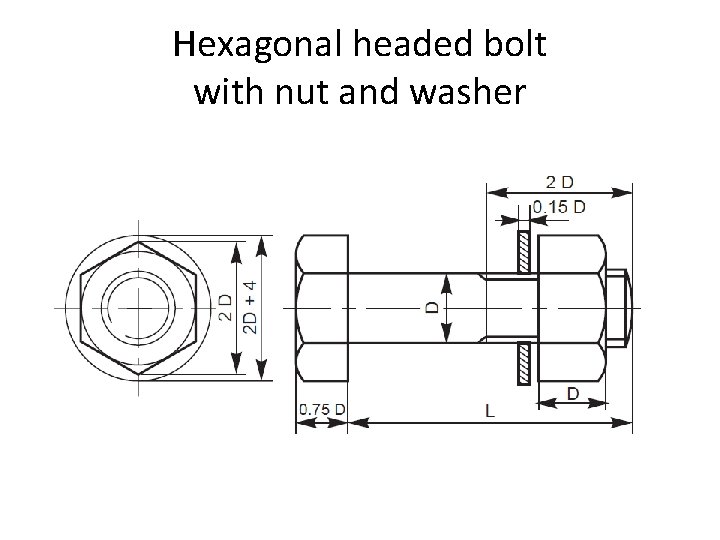 Hexagonal headed bolt with nut and washer 