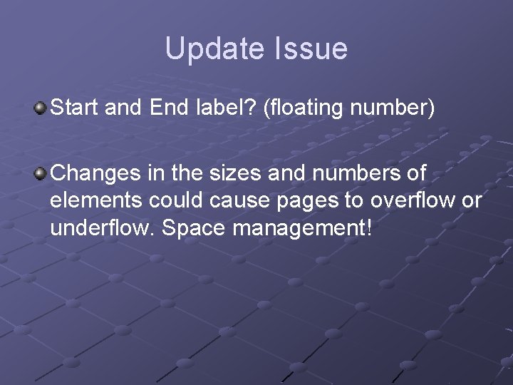 Update Issue Start and End label? (floating number) Changes in the sizes and numbers