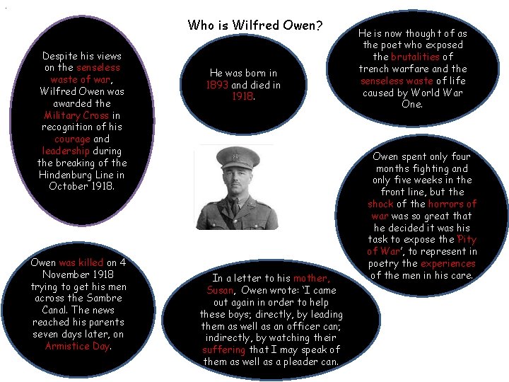 . Who is Wilfred Owen? Despite his views on the senseless waste of war,