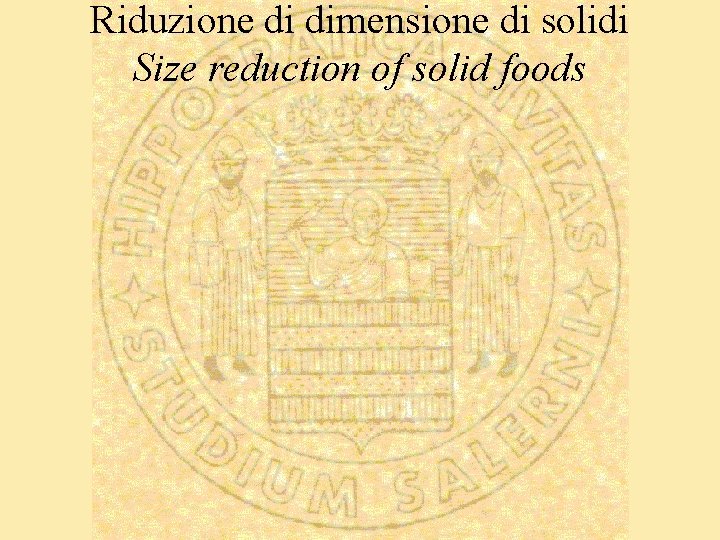 Riduzione di dimensione di solidi Size reduction of solid foods 