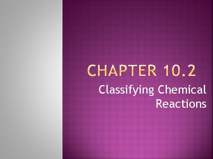 Classifying Chemical Reactions 