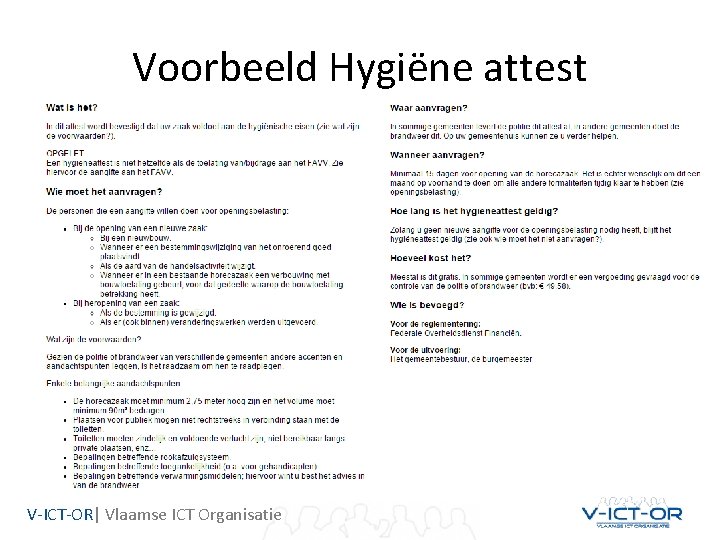 Voorbeeld Hygiëne attest V-ICT-OR| Vlaamse ICT Organisatie 