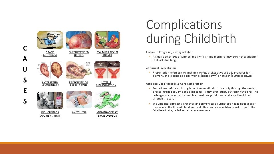 Complications during Childbirth Failure to Progress (Prolonged Labor) ◦ A small percentage of women,