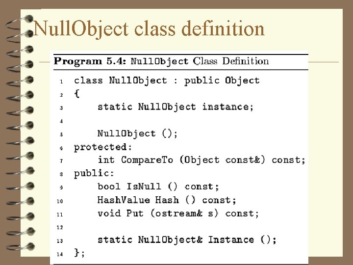 Null. Object class definition 