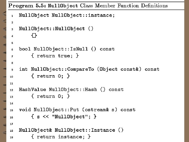 Null. Object class member function definition 