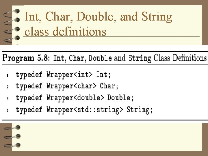 Int, Char, Double, and String class definitions 