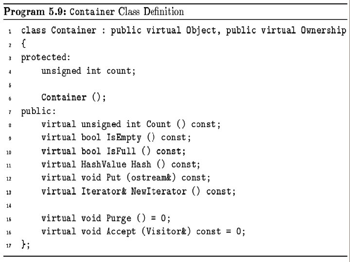 Container class definition 