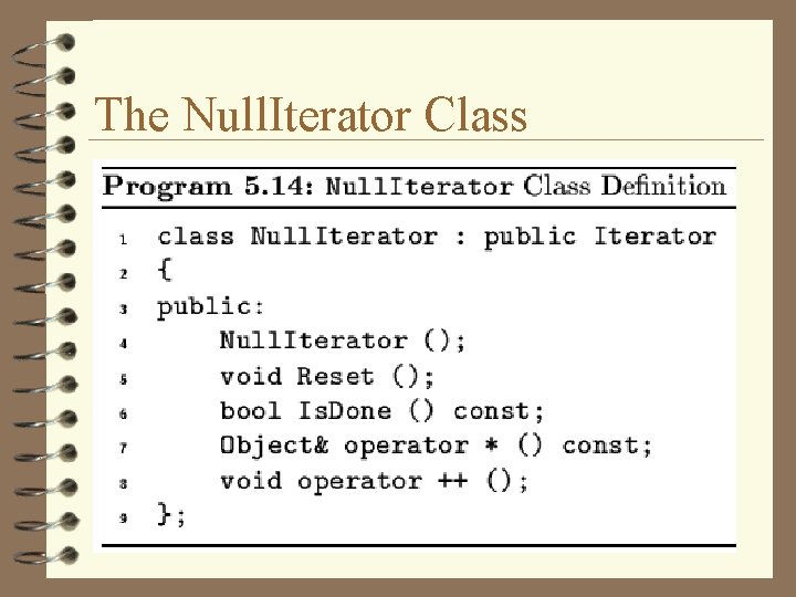 The Null. Iterator Class 