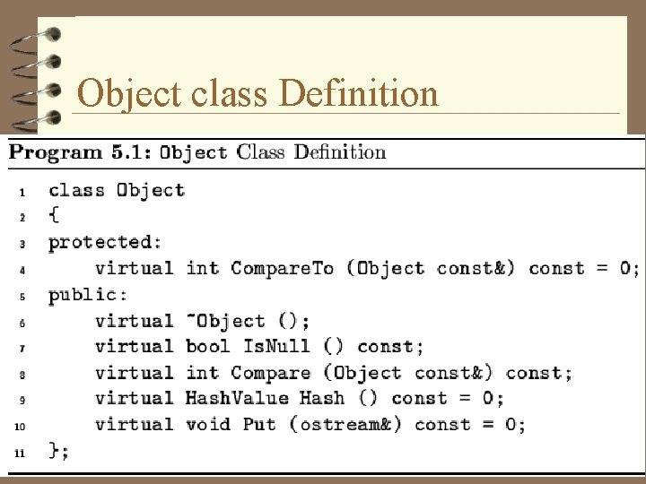 Object class Definition 