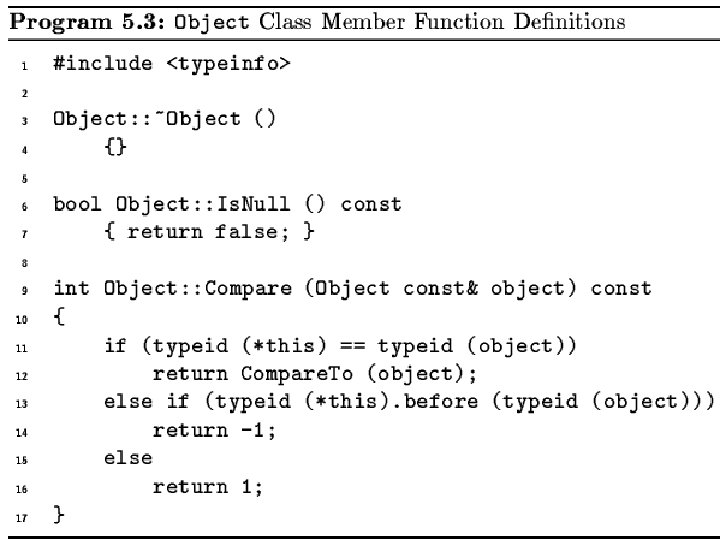 Object class member function definitions 
