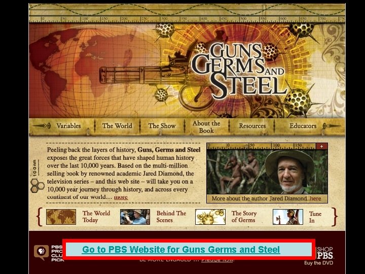 Go to PBS Website for Guns Germs and Steel 