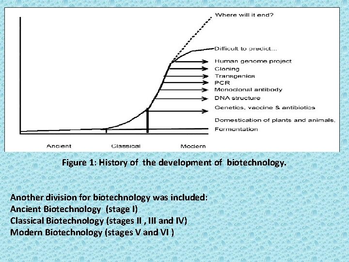 Figure 1: History of the development of biotechnology. Another division for biotechnology was included: