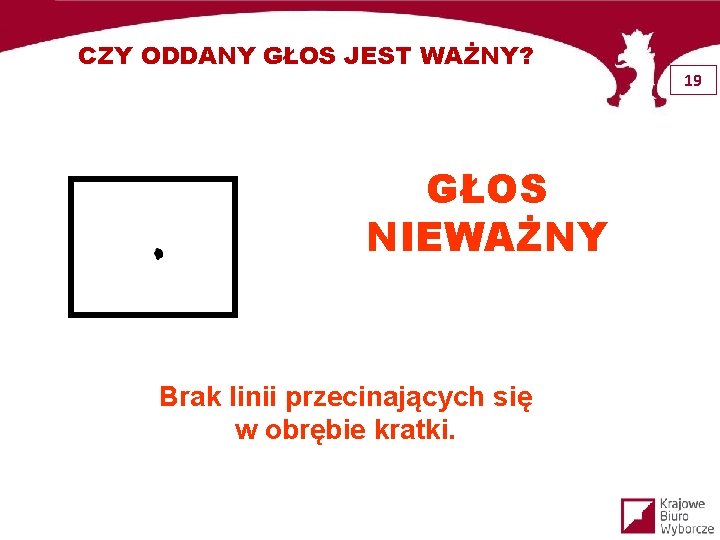 CZY ODDANY GŁOS JEST WAŻNY? GŁOS NIEWAŻNY Brak linii przecinających się w obrębie kratki.