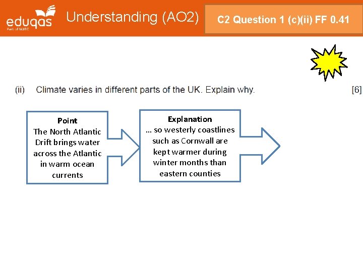 Understanding (AO 2) Point The North Atlantic Drift brings water across the Atlantic in